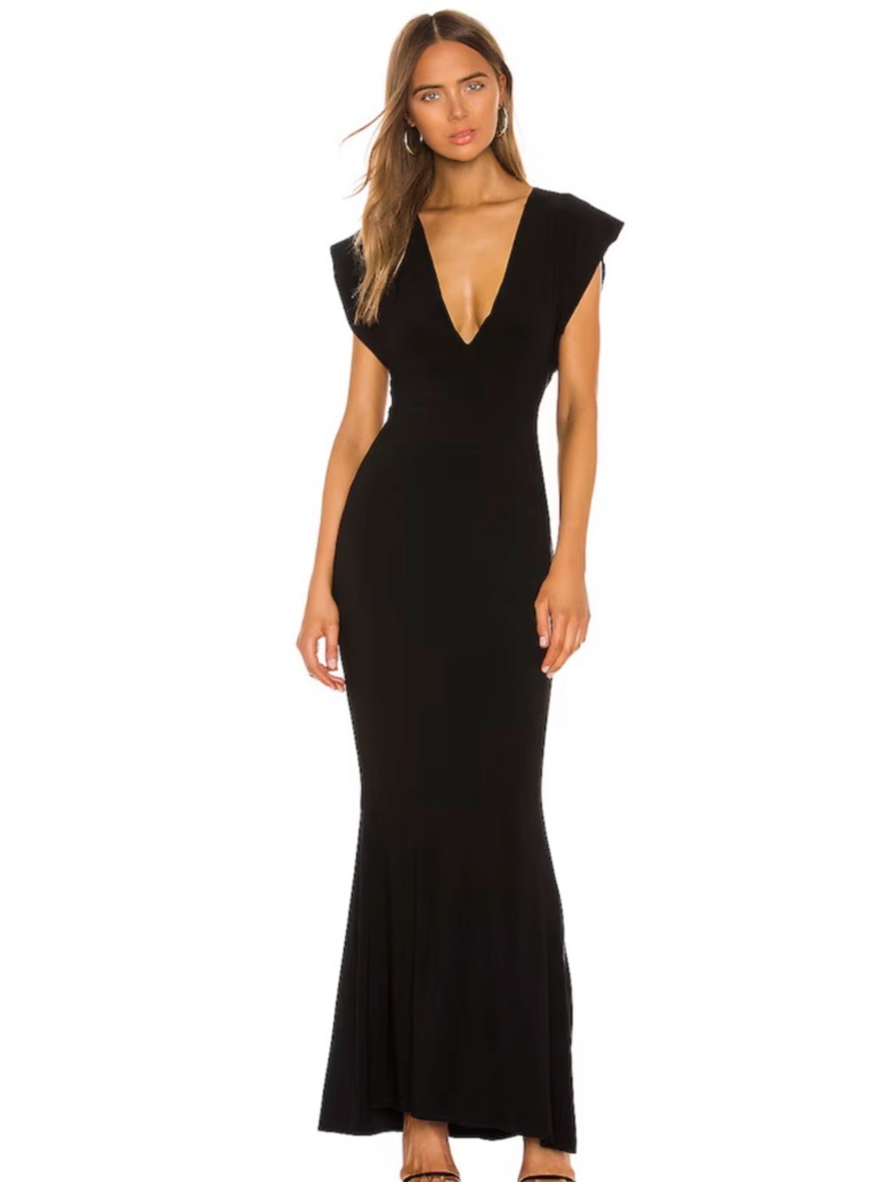 Norma Kamali Black V-Neck Gown Size M Revolve